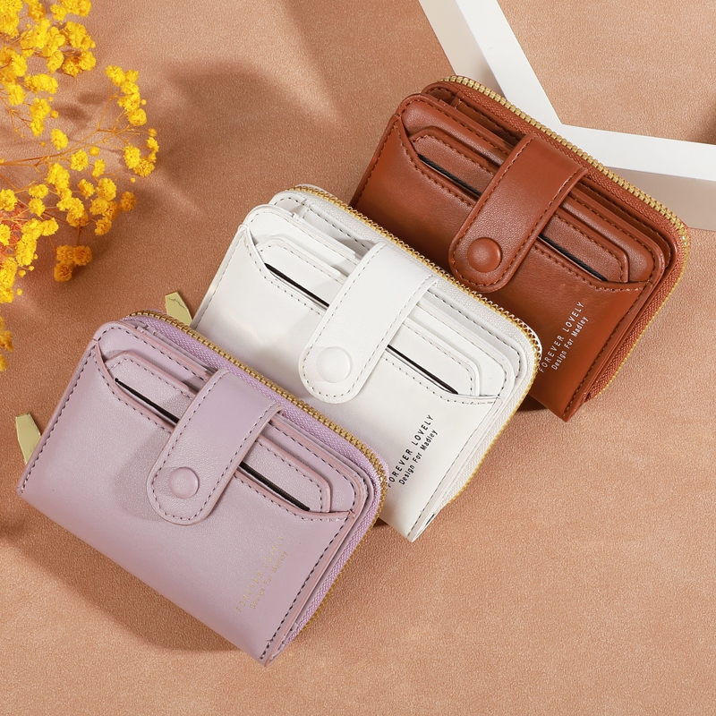 (B-2418)🔥กระเป๋าสตางค์ใบสั้น หนังPu พกพาสะดวก ขนาดเล็กแบบพกพา พร้อมช่องใส่บัตร สีสดใส แฟชั่นสําหรับสตรี งานดี เรียบง่าย