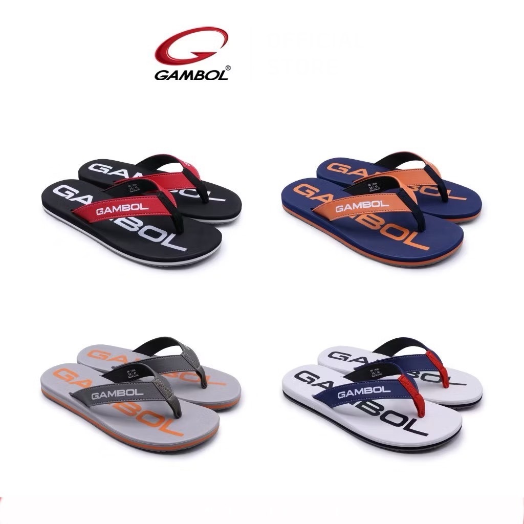 GAMBOL แกมโบล ZEN BOLD รองเท้าแตะแบบหนีบชาย รุ่น GM11451 สีกรม Size 40-44