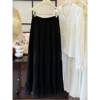 [Sheing office]🌟พร้อมส่ง🌟กระโปรงยาวผู้หญิง เอวสูง เข้ารูป สะโพกจับจีบ กระโปรงทรงเอ