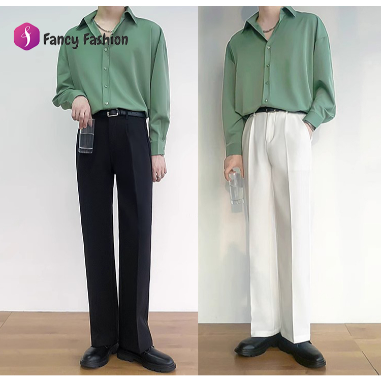 Fancy Fashion กางเกงขายาวลำลองผู้ชาย แคตต์แตรง สีดำ-สีขาว สบายแฟชั่น ใช้ได้ทั้งงานและกิจกรรม