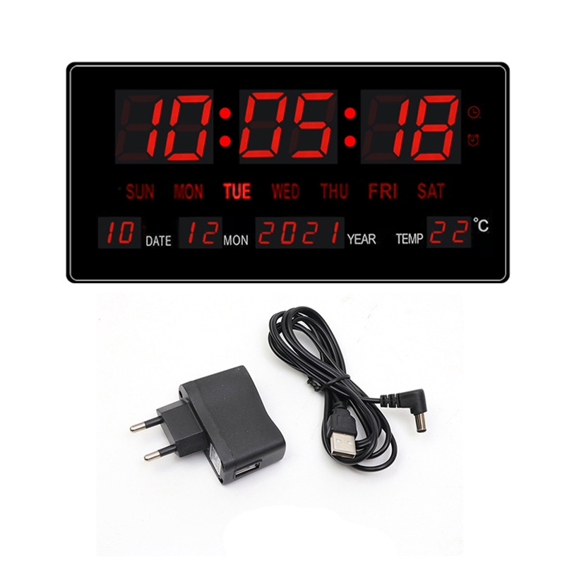 NEW item JH-3615B นาฬิกาดิจิตอลแขวนผนัง จอLED 3สี ตั้งปลุกได้เตือนทุกชั่วโมงได้ สินค้าพร้อมส่ง