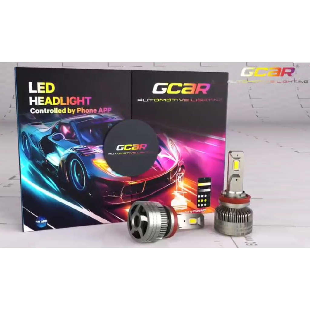 ส่งจากไทย หลอดไฟหน้ารถยนต์ LED รุ่นT9 G-CAR 3 สี รับประกัน 2 ปี เปลี่ยนสีผ่านApp 100w 3000-6500K