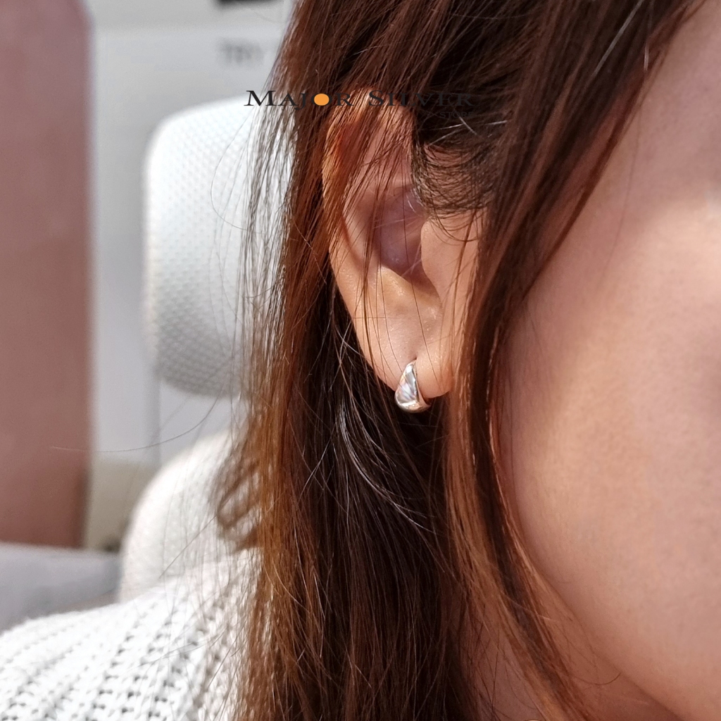 ต่างหูห่วง one-touch  ขนาด 10 mm เงินแท้925 : Major Silver : E-OT-Ov9