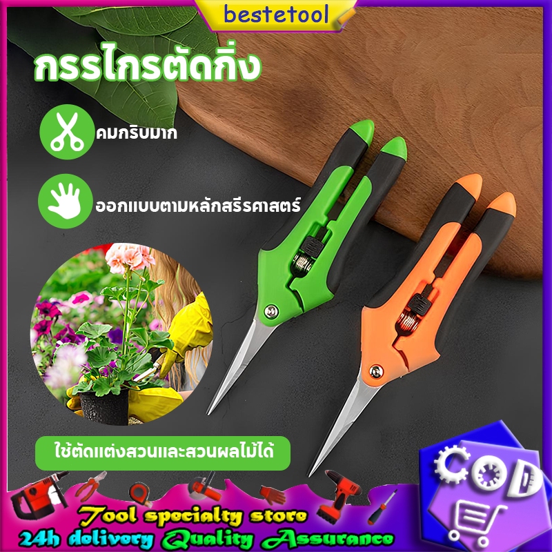 ✂️🍃กรรไกรตัดกิ่ง กรรไกรทริม ตัดแต่งใบกิ่งไม้ ปากตรง ปากโค้ง สแตนเลส ป้องกันสนิม ด้ามจับยาง✂️🍃
