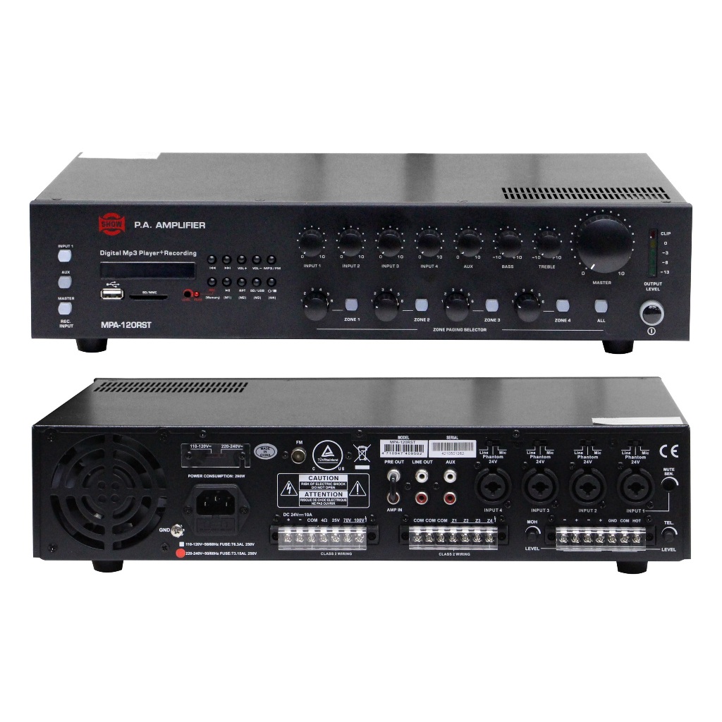 SHOW Power Mixer AC/DC 120W MPA-120RST (MP3+Recording+Zone+Tuner)