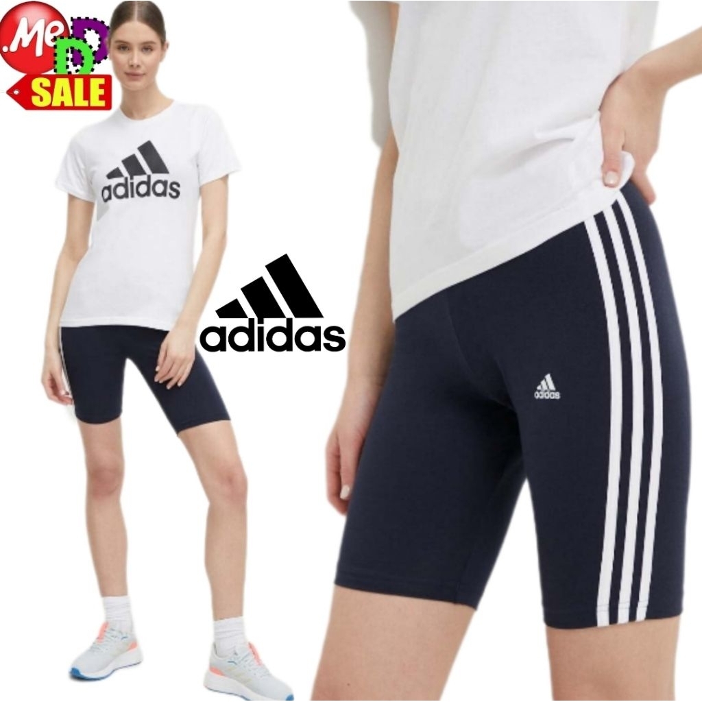 Adidas - ใหม่ กางเกงรัดรูปเอวสูง เทรนนิ่ง/ปั่นจักรยาน Adidas Training Essentials 3-Stripes Bike Short HK9964 GR3866