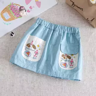 Babyonline(Y414)B4 (ส่งด่วน1วัน)กระโปรงกางเกงแฟชั่นเด็กผู้หญิงลายการ์ตูนสุดน่ารัก มีกระเป๋าหน้า2ข้าง ผ้าฝ้าย นิ่ม