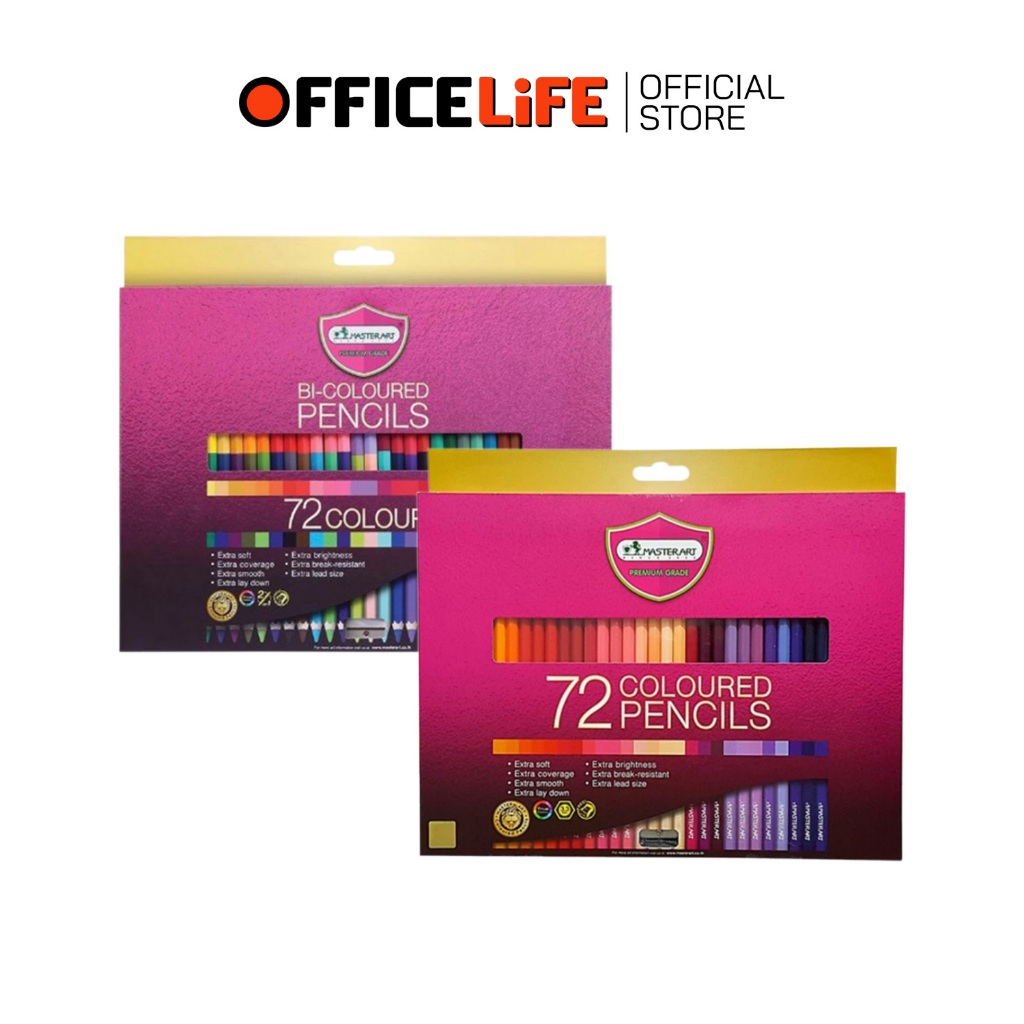 Master Art (มาสเตอร์อาร์ต) สีไม้ ดินสอสีไม้ 72 สี 1 หัว และ 2 หัว รุ่นใหม่ ( 1 กล่อง )