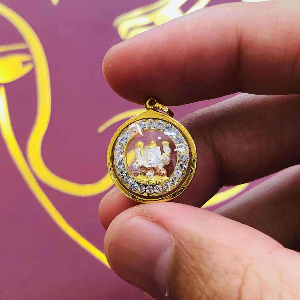 จี้พระพิฆเนศ กลมเล็ก กรอบทองแท้90%