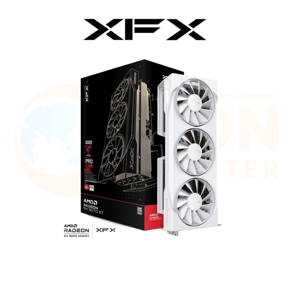 VGA การ์ดจอ XFX SWIFT AMD RADEON RX 9070 XT WHITE TRIPLE FAN GAMING EDITION 16GB GDDR6