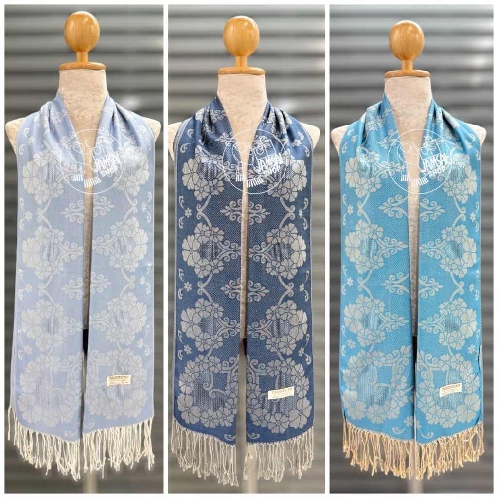 ผ้าพันคอ ผ้าคลุมไหล่ ผ้าลายดอกไม้ มีหลายสีพร้อมส่ง ขนาด 70x180ซม.เป็นของฝากของขวัญ