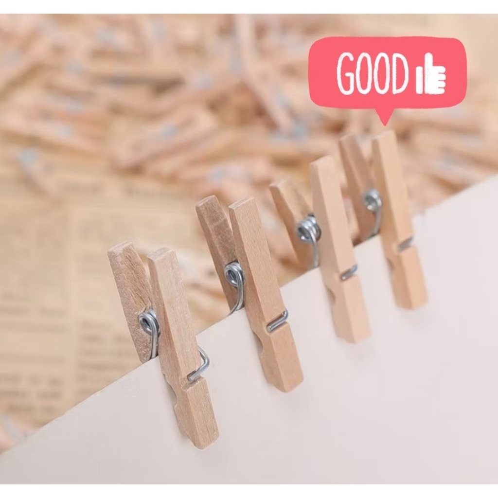 ไม้หนีบ 2.5 cm 100 ตัว สีไม้ธรรมชาติ พร้อมส่ง✨🥳🥳🥳