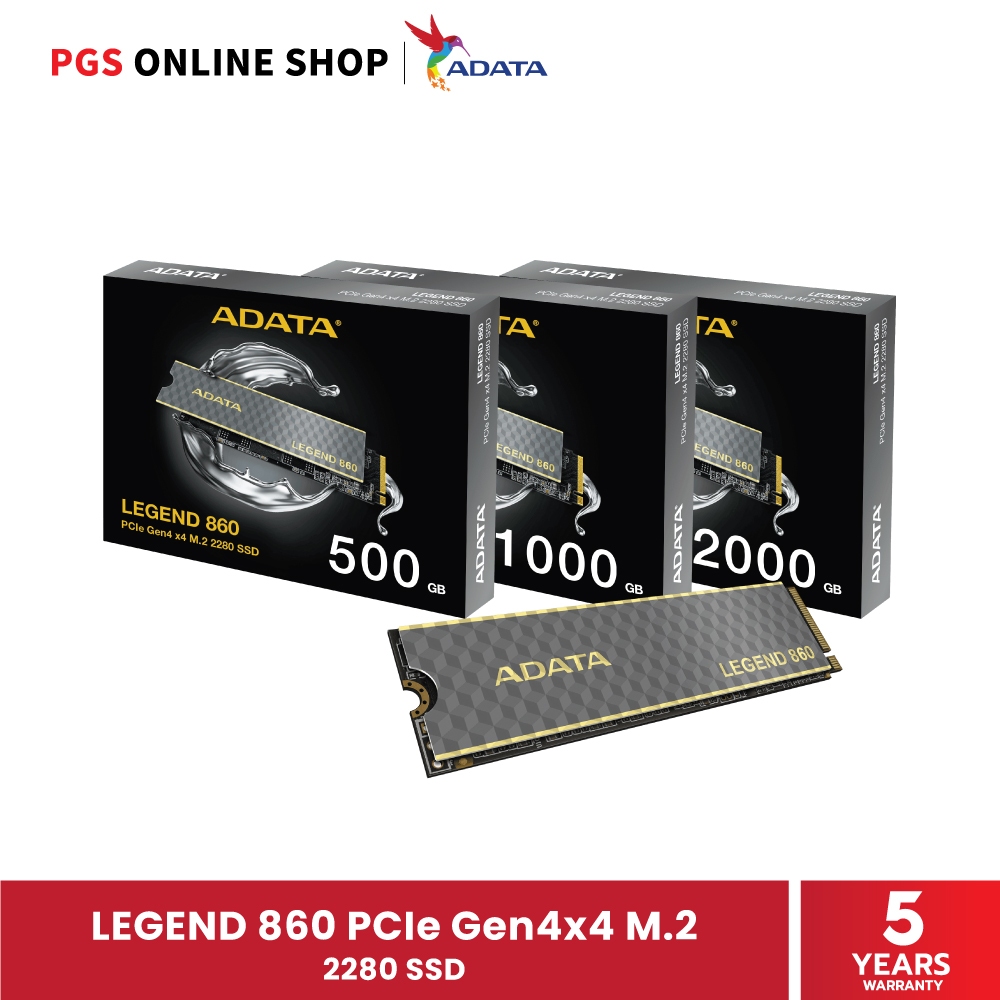 ADATA LEGEND 860 PCIE GEN4 x4 M.2 2280 SSD 3D NAND (เอสเอสดีภายใน) ความจุ 500GB/1000GB/2000GB