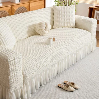 Sofa Cover ผ้าคลุมโซฟา1/2/3/4 ที่นั่ง ตัวป้องกันโซฟา Seersucker Sofa Cover ปลอกหุ้มโซฟาสไตล์กระโปรง