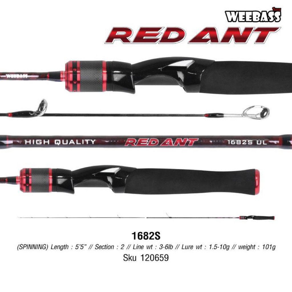 WEEBASS ยาว 5'6ฟุต รุ่น RED ANT 3-6lb Spin 168UL