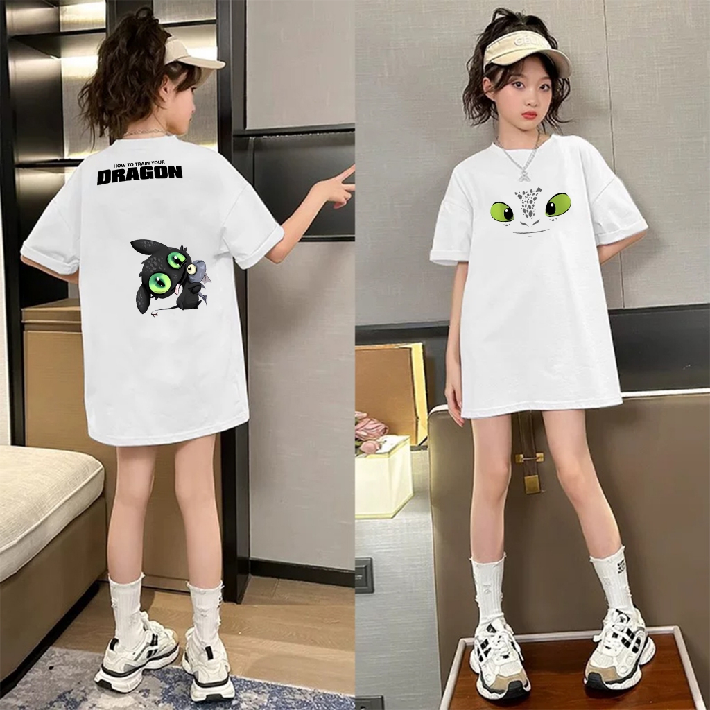 Yout-children เสื้อยืด kids แขนสั้น top 'Dragon' t shirt เสื้อเด็กโต boy/girl เสื้อคอกลม ใส่สบาย ผ้าฝ้าย เสื้อผ้าเด็ก