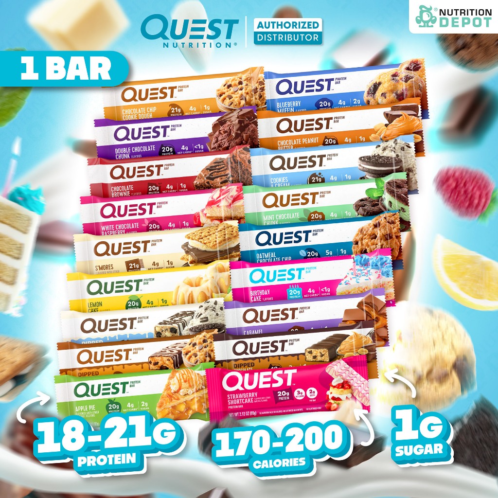 Quest Protein Bar -  1 Bars โปรตีนบาร์ ขนมคลีน 1 บาร์