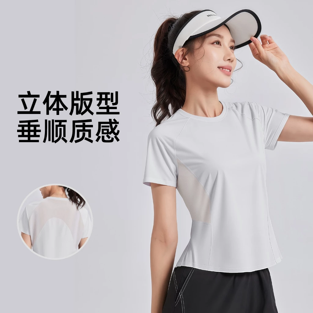 เสื้อยืดออกกำลังกาย แห้งเร็ว ระบายอากาศ วิ่ง ฟิตเนส โยคะ thumbnail 6