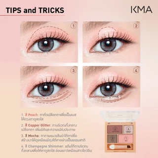 KMA อายแชโดว์พาเลตต์ PERFECT MATCH PALETTE สี MOCHA PEACH โทนสีน้ำตาล-พีช สวยละมุน เม็ดสีแน่น ติดทนนาน แต่งตาง่าย