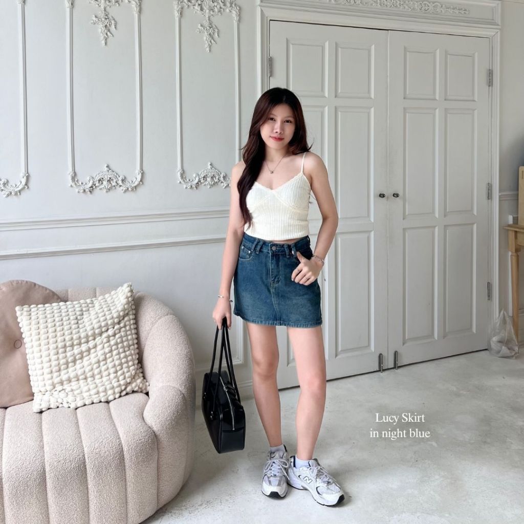 Beberlin กระโปรงยีนส์สั้นทรงเอ เอวสูง มีซับใน รุ่น Lucy Skirt / No : 5531 - รูปที่ 3