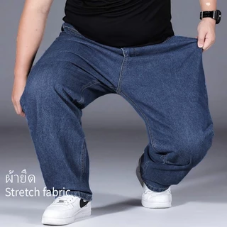 plus size กางเกงยีนส์ชาย ขนาดใหญ่ กางเกงยีนผู้ชาย กางเกงยีนผู้ชาย ทรงหลวม ผ้ายืด รุ่นบาง นุ่มและสบาย
