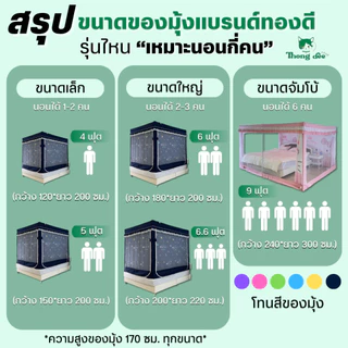 มุ้งจัมโบ้ 9 ฟุต (Premium) มุ้งกันยุง มุ้งกันยุงมีม่าน มุ้งครอบกันยุง มุ้งกันแมลง ของแท้ by ทองดี