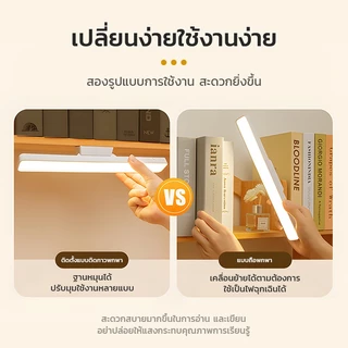 ไฟ led ไร้สาย ไฟห้องนอน ยึดด้วยแม่เหล็ก ไม่ต้องเจาะ โต๊ะทำงาน USB การปรับรีโมทคอนโทรล 3แสง28cmTable lampโคมไฟไร้สาย