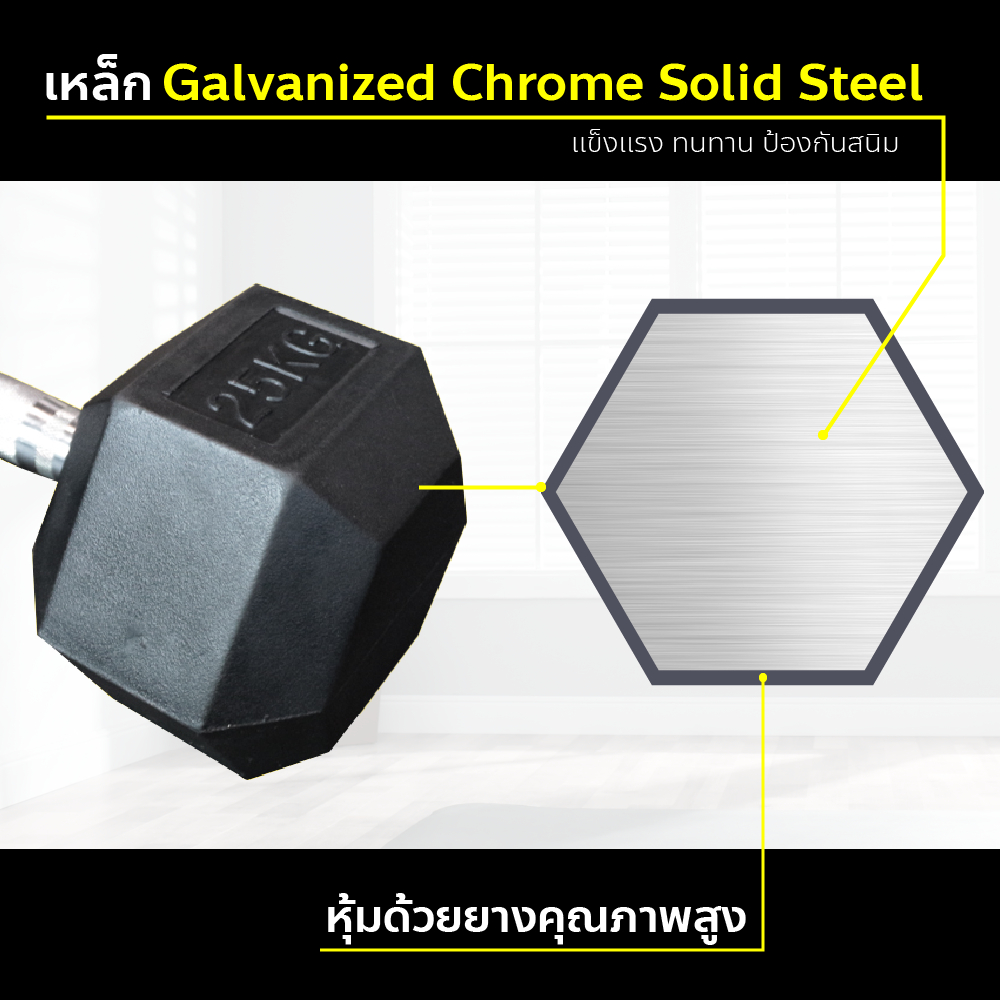 Hex Dumbbell ดัมเบลฟิกซ์ Fix น้ำหนักแบบเหลี่ยม 2 กก. - 10 กก. ราคาต่อ 1 ข้าง ดัมเบลเหล็ก มาตรฐานฟิตเนส อุปกรณ์ยกน้ำหนัก