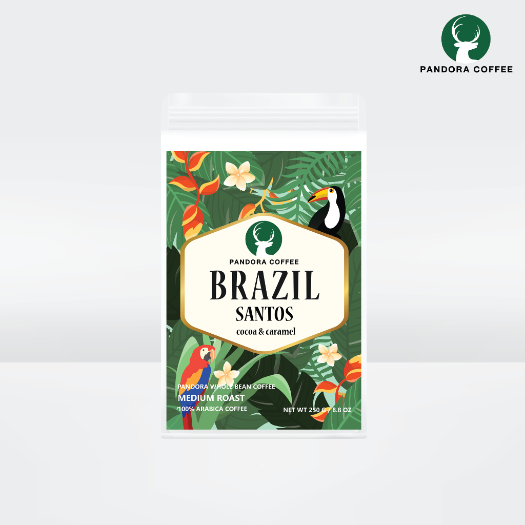 Pandora Coffee เมล็ดกาแฟ บราซิล Brazil Cerrado Finecup  คั่วกลาง Medium Roast