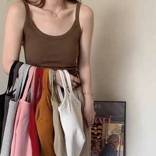 เสื้อสายเดี่ยว (S-3XL) ทรงครอป มีฟองน้ำในตัว เหมาะกับสาวๆสายเที่ยวสายไปคาเฟ่ สีสันสดใส ผ้าใส่แล้วไม่ร้อน แฟชั่นยอดนิยม