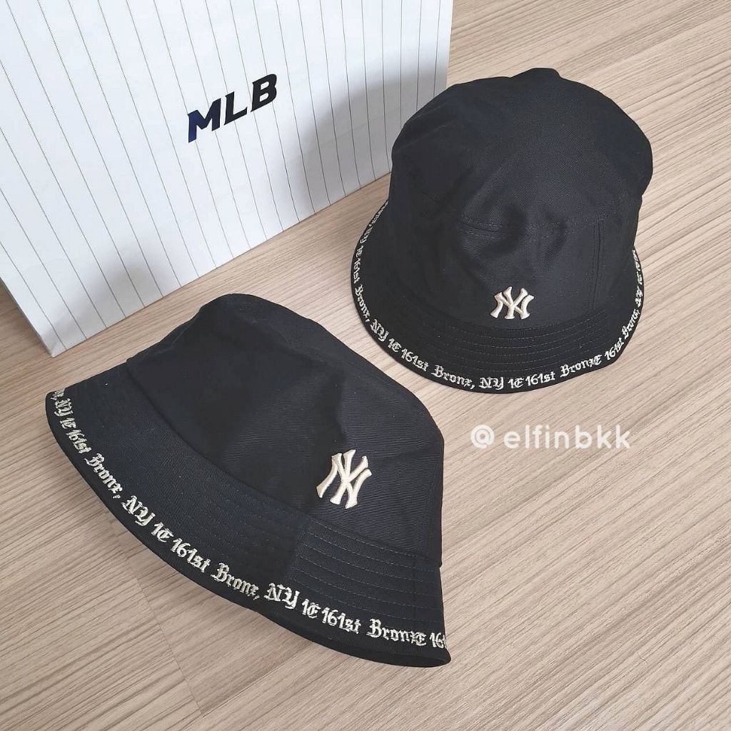 แท้ 💯 MLB NY Gothic/Rookie Bucket Hat หมวกบักเก็ต หมวกปีกกว้าง NY สีดำ/สีเบจ/สีขาว/สีน้ำตาล/สีเทา
