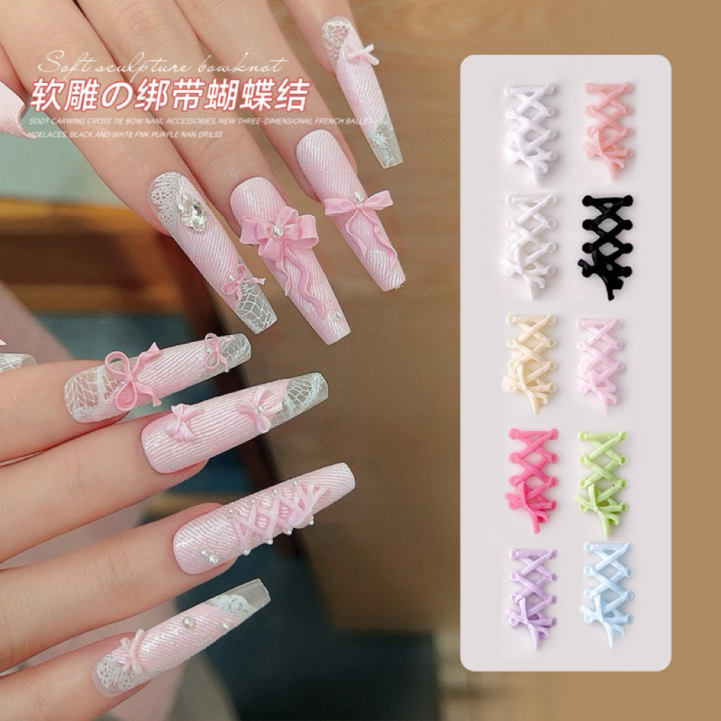 [30ชิ้น] ใหม่ Creative Shoelace เรซิ่นเนื้อนิ่ม Charms 3D Macaron โบว์เชือกผูกรองเท้าตกแต่งเล็บสําหรับ DIY