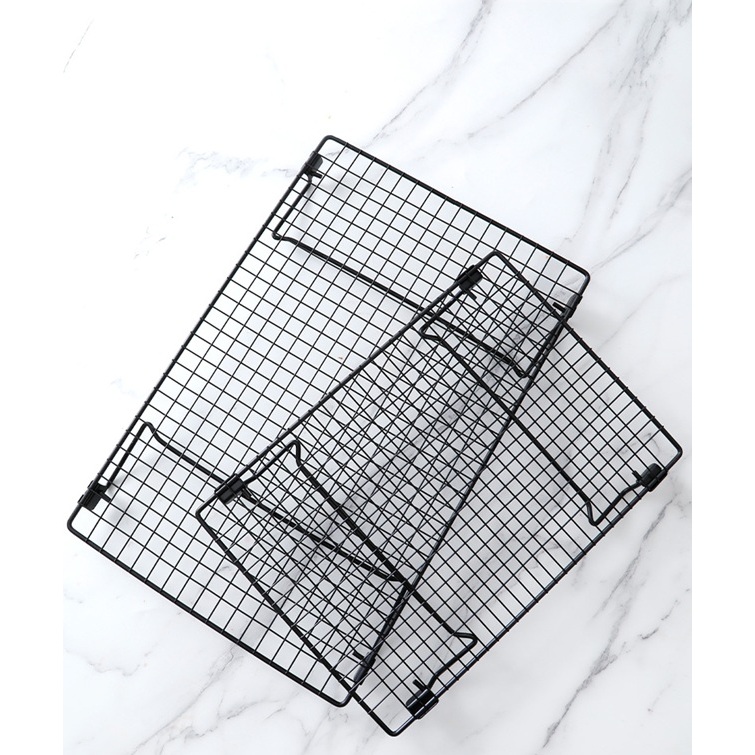 ชั้นตะแกรงสำหรับวางระบายความร้อนเค้ก แบบพับได้ ตะแกรงตาข่ายสีดำ Food Grade สำหรับทำอาหาร อบขนม - รูปที่ 3