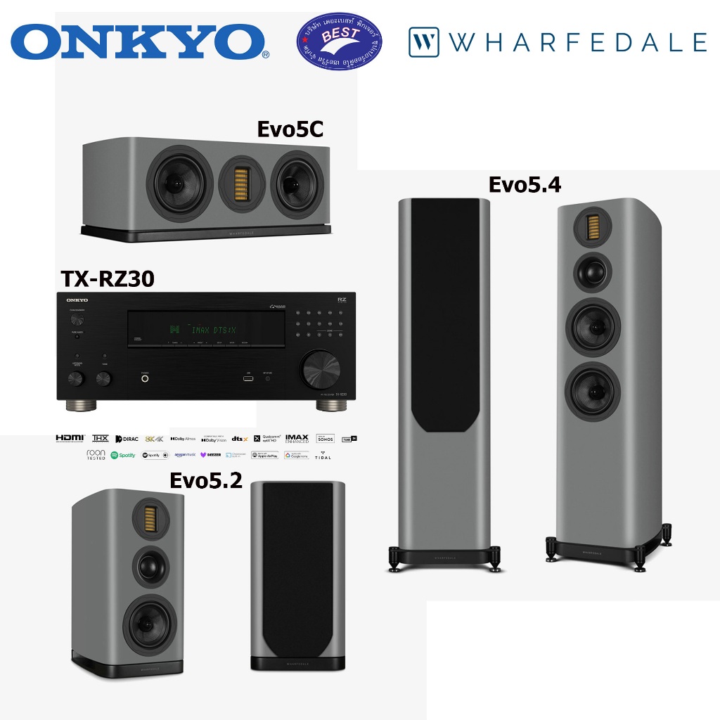 Onkyo TX-RZ30 Wharfedale Evo5.4 + Evo5.2 + Evo5C SET