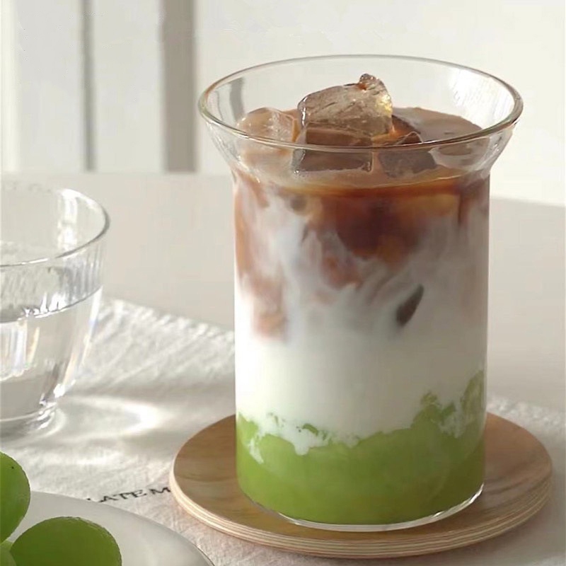 แก้วใส่กาแฟ ลาเต้ ชานม แก้วทรงสูง ใส่กาแฟเย็น ปากแก้วกว้าง แก้วคาเฟ่ แก้วสีใส สไตล์เกาหลี แก้วทรงสูง แก้วใส่มัทฉะเย็น - รูปที่ 5