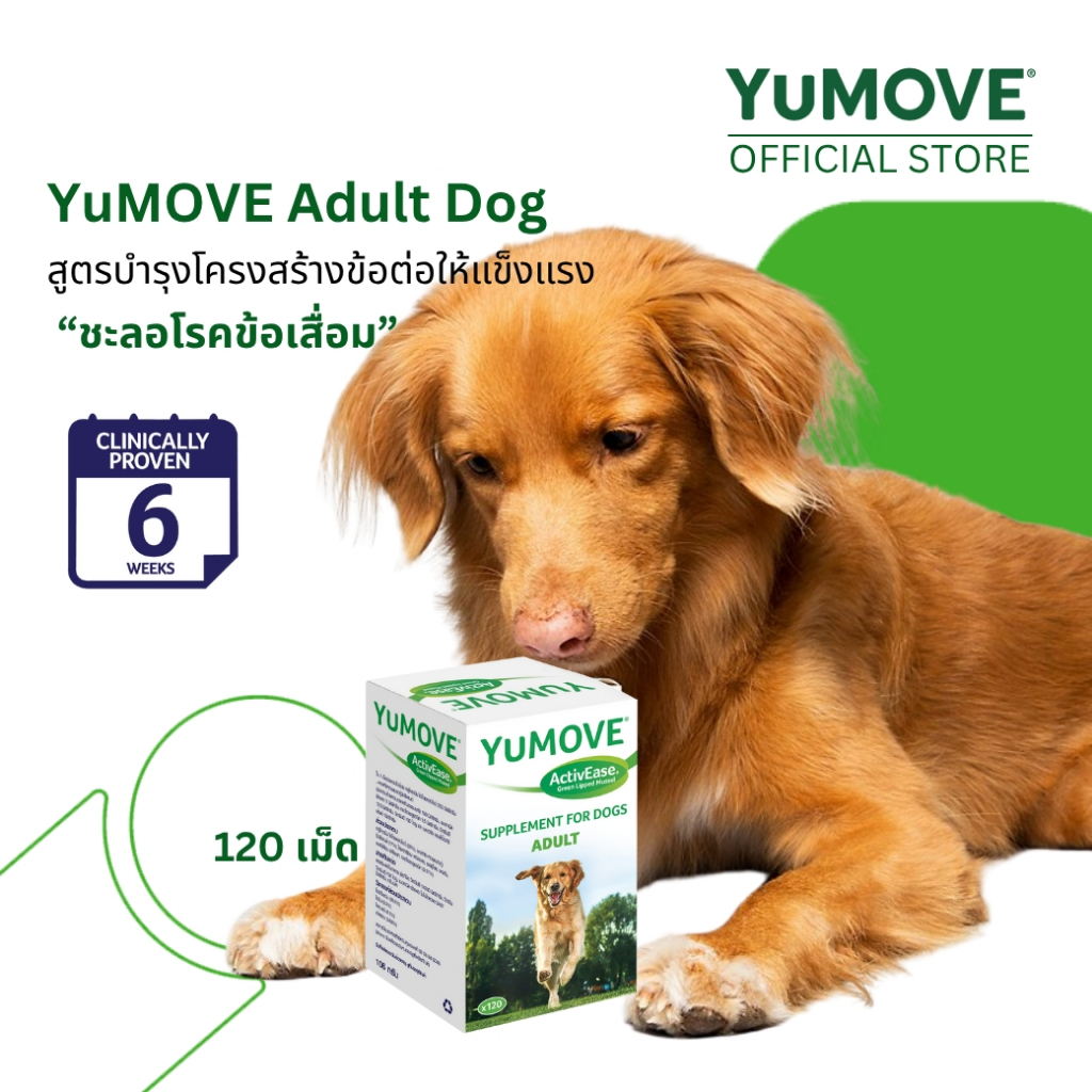 YuMOVE Adult Dog  (120 เม็ด) สูตรสำหรับสุนัขที่ต้องการบำรุงโครงสร้างข้อต่อให้แข็งแรง