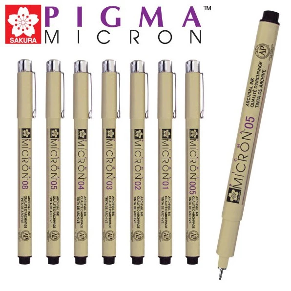 SAKURA (ซากุระ) ปากกาพิกม่า SAKURA หมึกดำ และ หมึกสี (SAKURA Pigma Pen) (ปากกาตัดเส้น)