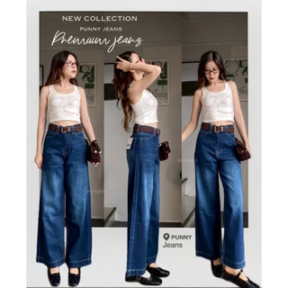 Acasey กางเกงยีนส์ผู้หญิง ขายาว ทรงกระบอก ผ้าไม่ยืด Wide Wonders PN มี Big Size