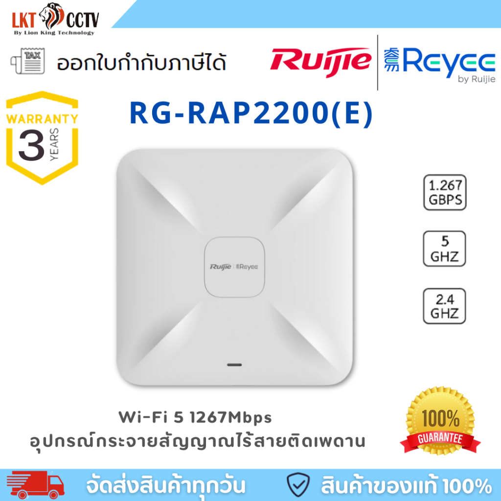 Ruijie Reyee รุ่น RG-RAP2200(E) Reyee Wi-Fi 5 1267Mbps อุปกรณ์กระจายสัญญาณไร้สาย