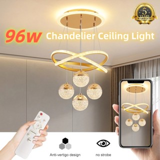 ความสว่างสูง 220V โคมระย้าคริสตัลออกแบบรีโมทคอนโทรลหรี่แสงได…