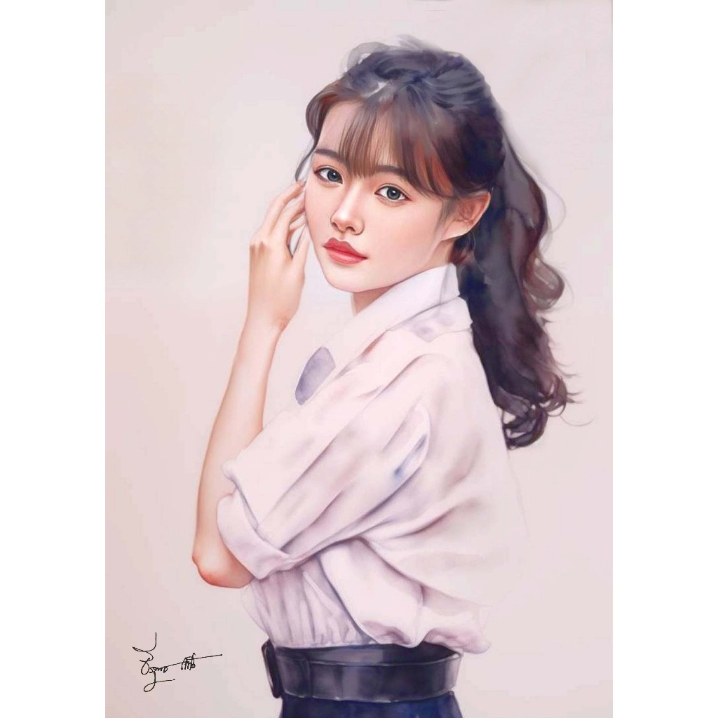 รับวาดภาพพร้อมกรอบภาพ รับทำของขวัญ มีหลายขนาดให้เลือกค่ะ  (Digital art)
