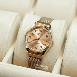 นาฬิกาข้อมือผู้หญิง GENEVA - เจนีวา แท้ รหัส GG402 หน้าปัดกลม ตัวเลขอารบิก 12 หลัก สายแม่เหล็ก มีหลายสี