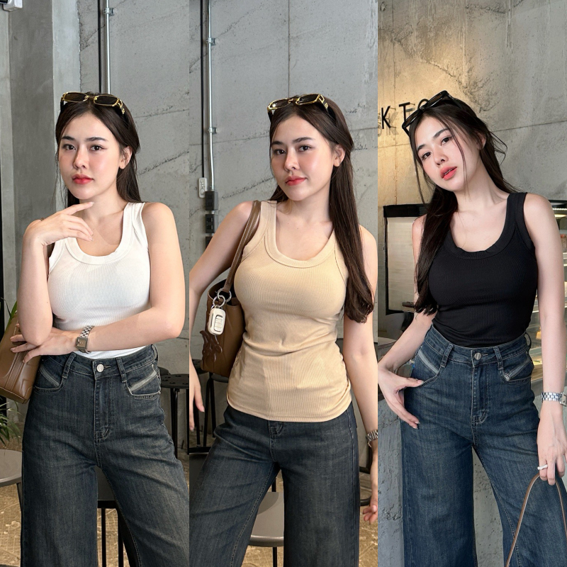 เสื้อกล้าม ผ้าร่อง ผ้ายืดตามตัว สาวอวบใส่ได้จ้า กล้ามผ้าร่อง เรียบหรูดูแพง รุ่น กล้ามดูไบ