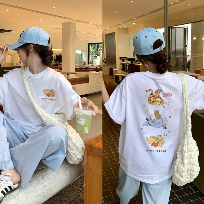 COD✅ (จัดส่งในกรุงเทพฯ) MAO Shop ❗️Oversize Tee - เสื้อยืดแขนสั้นพิมพ์ลาย Winnie Bear น่ารักสําหรับผู้หญิง  เสื้อหวานๆ