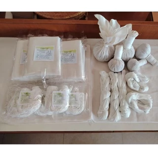 ผ้าห่อลูกประคบ​(แพ็ค​10​ ผืน)​ ห่อสมุนไพรต้มอาบ​ ห่อสมุนไพร​ ใช้ซ้ำได้หลายครั้ง​ ขนาด​ 45​x45 ซม.(ห่อได้​ 50​-300 กรัม)