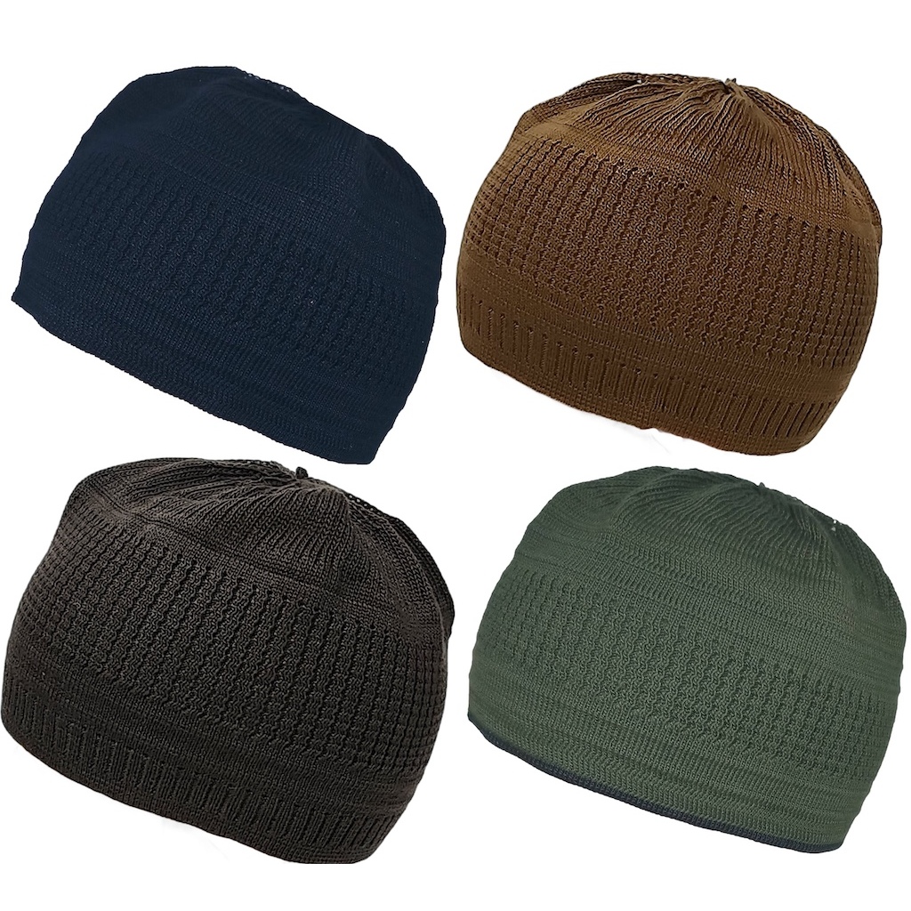 หมวกถักอิสลาม หมวกละหมาดมุสลิม amn-026B หมวกกาปีเยาะห์สำหรับผู้ชาย สีพื้นสวยๆ ผ้าหนา ลายสวย สวมใส่สบาย