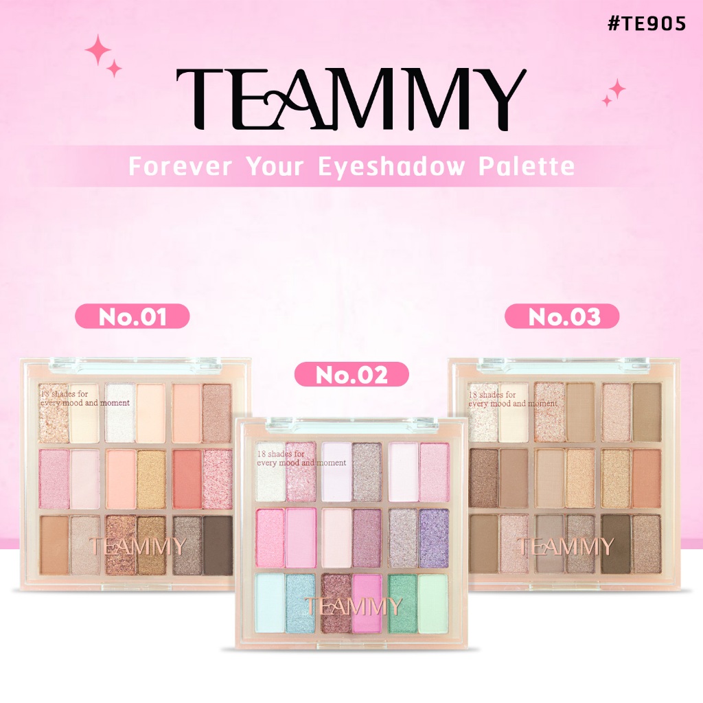 TEAMMY Forever Yours Eyeshadow Palette [TE905] อายแชโดว์พาเลท 18 สี แมท ชิมเมอร์ กลิตเตอร์ จบครบในตลับเดียว
