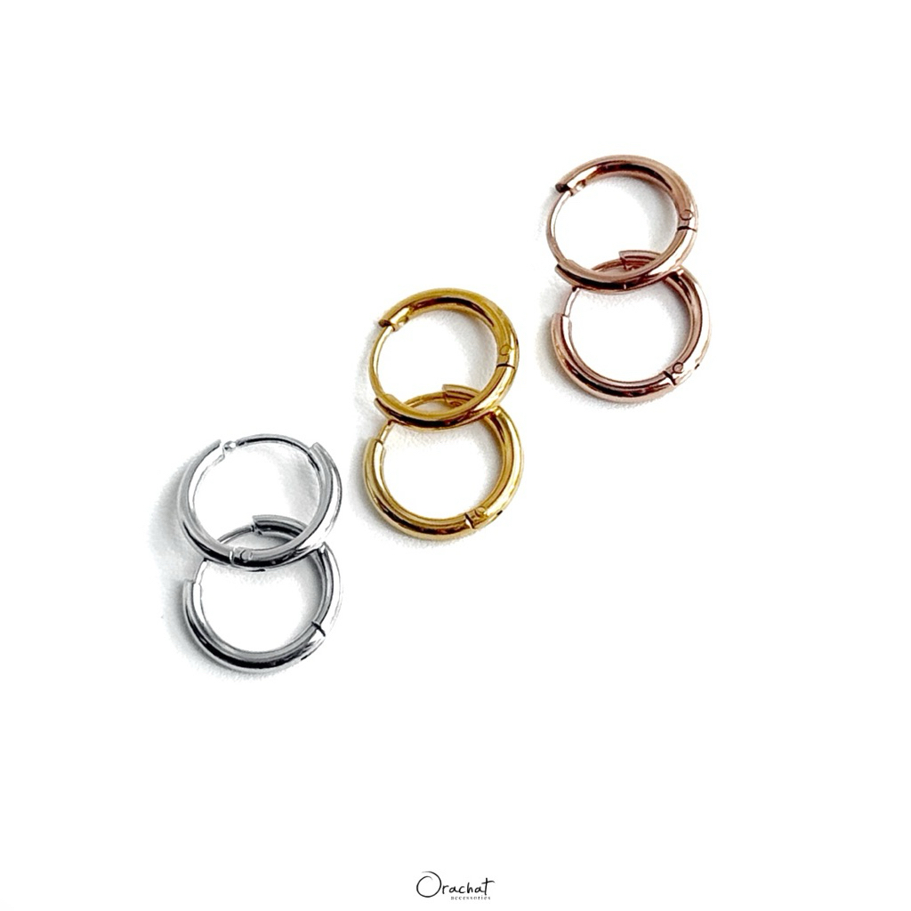 Orachat | Hana 14k Hoop earrings. (ต่างหูตัวเรือนสแตนเลส)