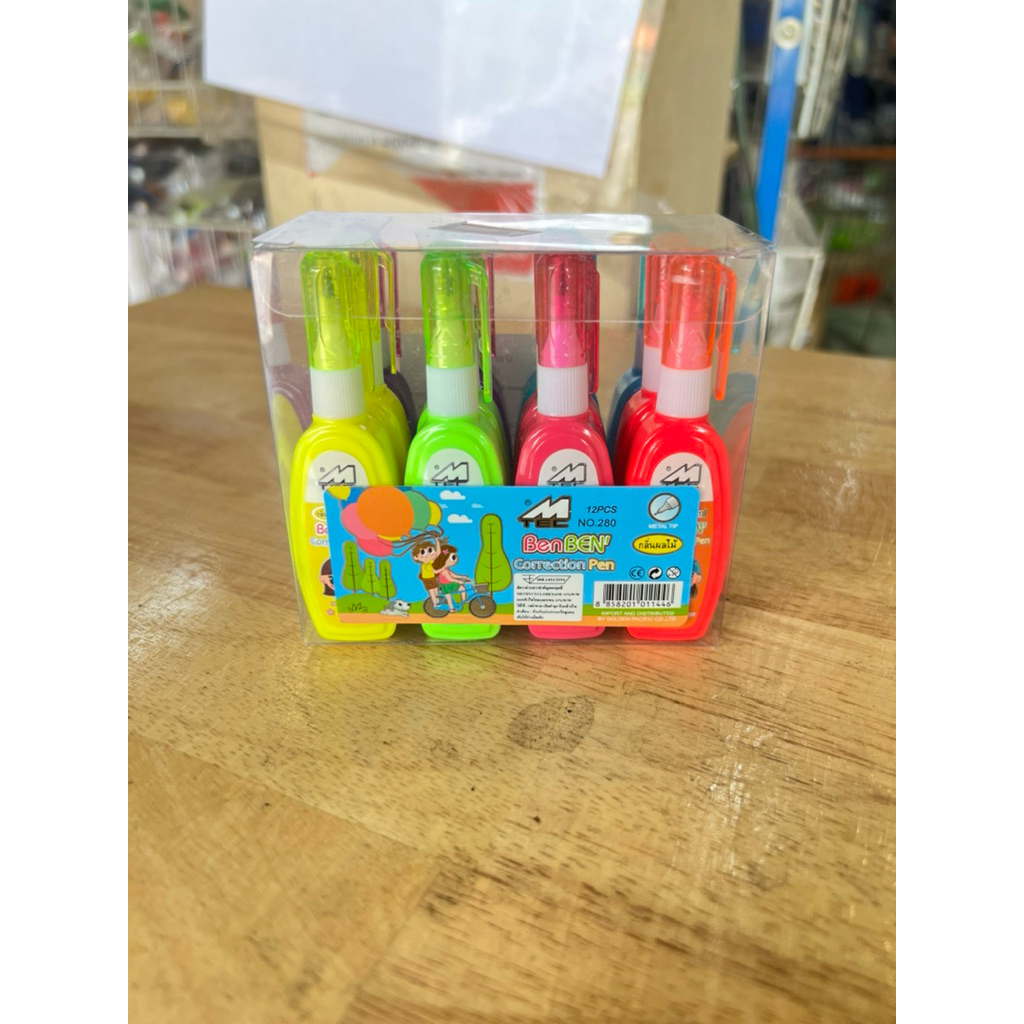น้ำยาลบคำผิด มีกลิ่นหอมและกลิ่นผลไม้ ขนาด 4 ml และ 8 ml กล่องละ 12 ชิ้น