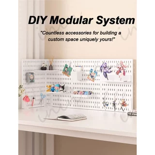 GooBoo DIY Pegboard Desktop เพ็กบอร์ด บอร์ดรูพลาสติก สำหรับจัดเก็บของพร้อมชุดติดตั้ง ตัวจัดโต๊ะเล่นเกม